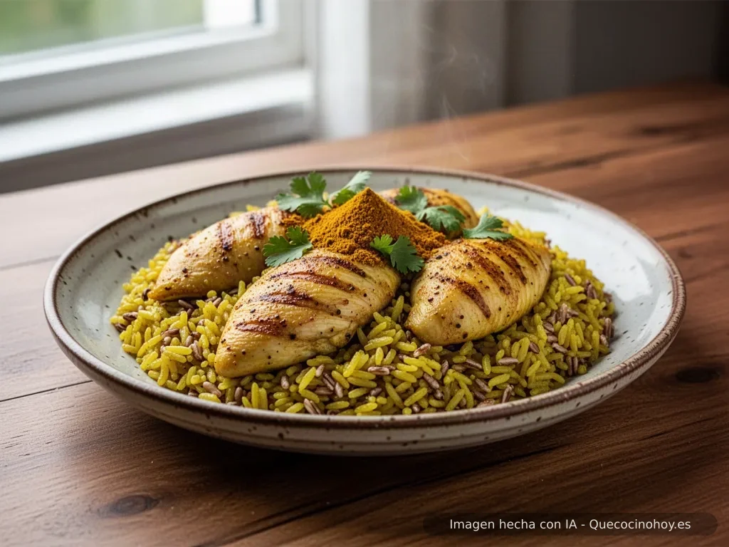 Receta de arroz al curry con pollo y coco