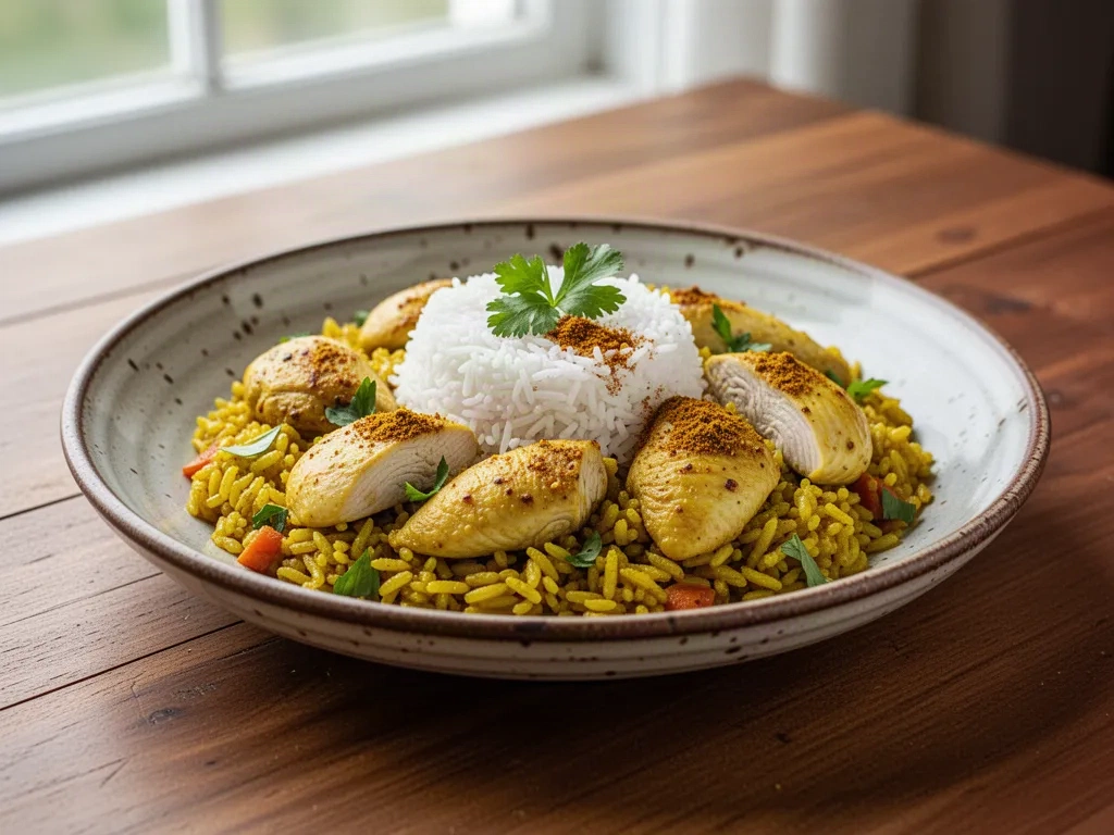 Receta de arroz al curry con pollo y coco