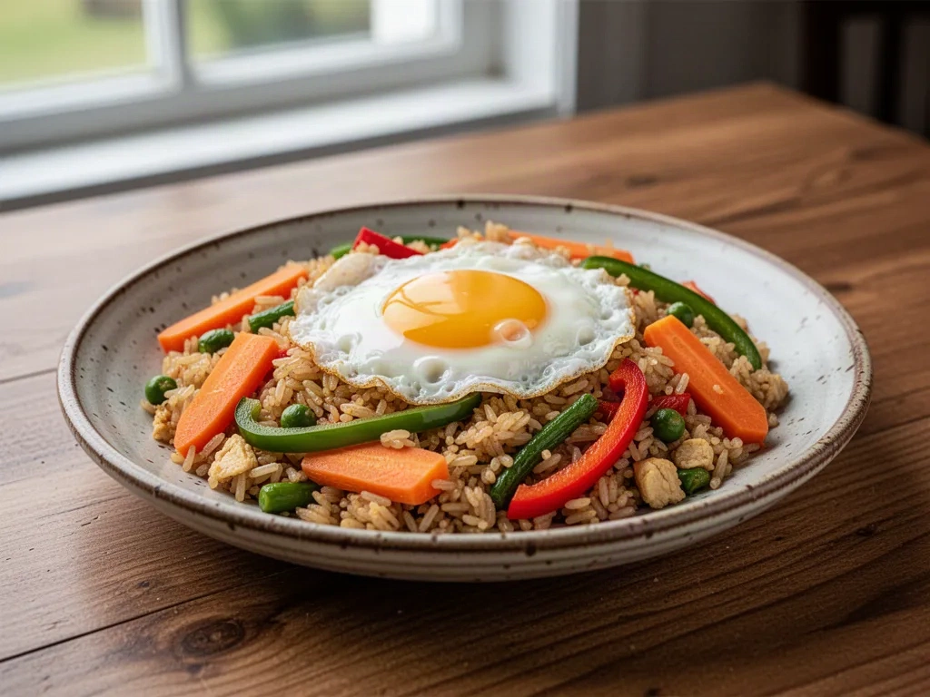 Receta de arroz salteado con huevo y verduras