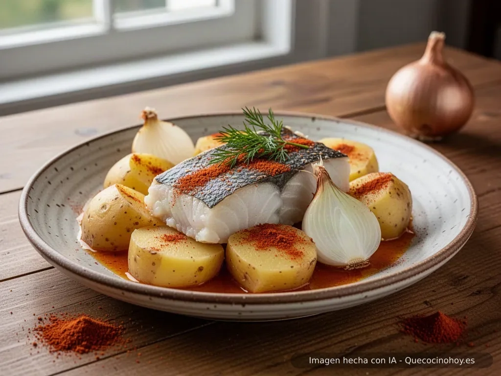 Receta de bacalao con patatas al pimentón