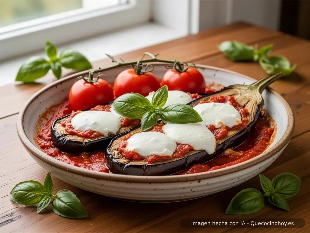 Receta de berenjena gratinada con tomate y mozzarella