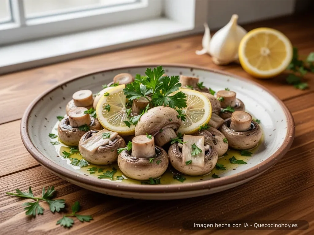 Receta de champiñones al ajillo con perejil y limón