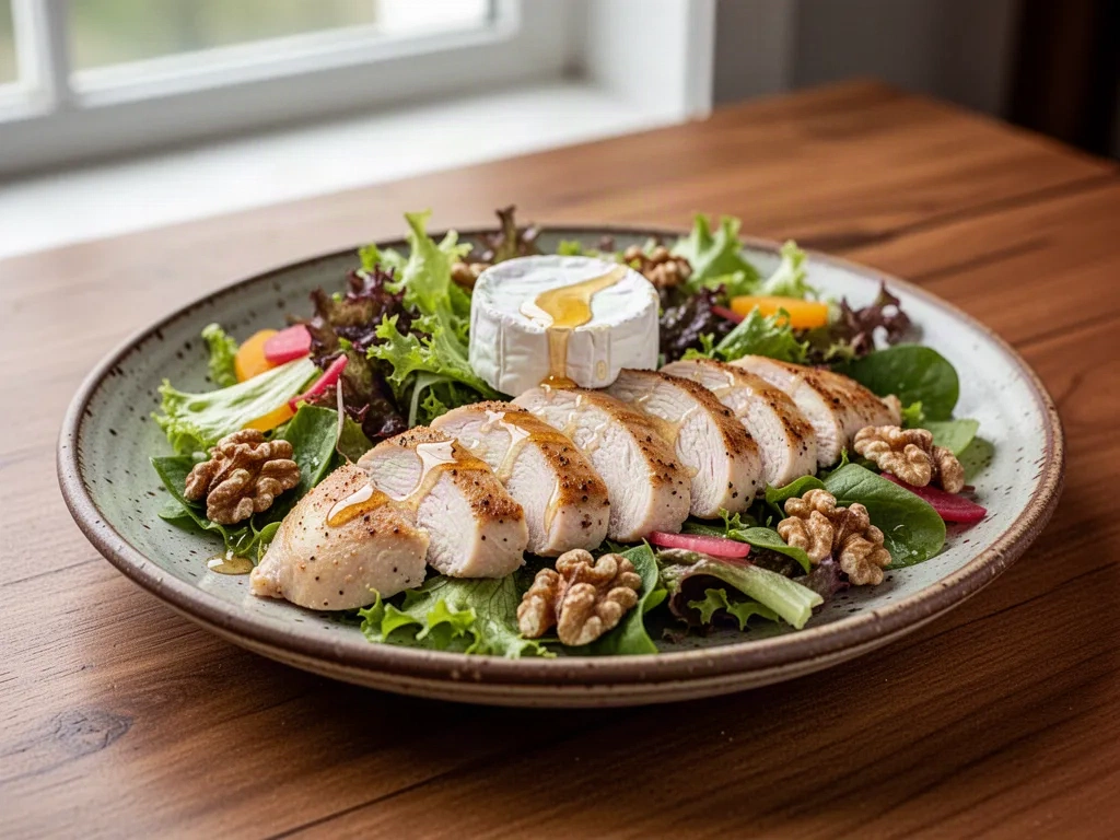 Receta de ensalada de pollo con queso de cabra y miel