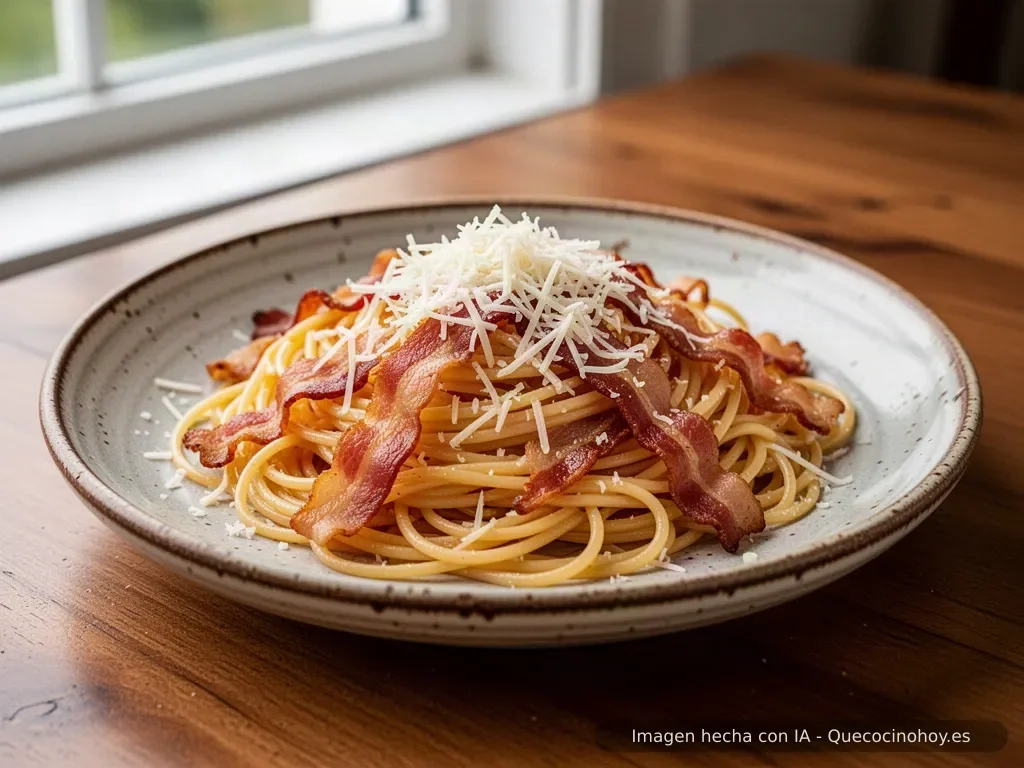 Receta de espagueti con bacon y queso