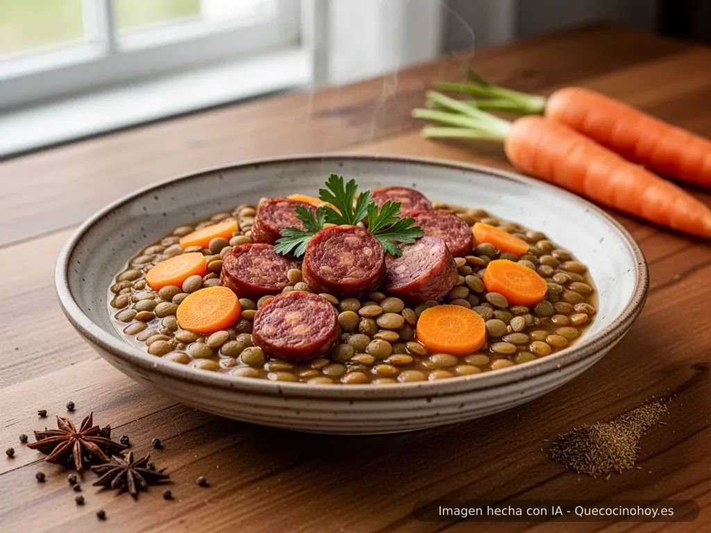 Receta de lentejas con chorizo y zanahoria