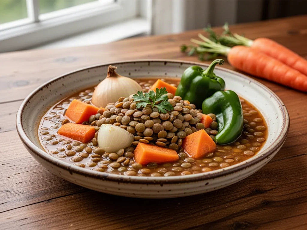 Receta de lentejas estofadas con verduras