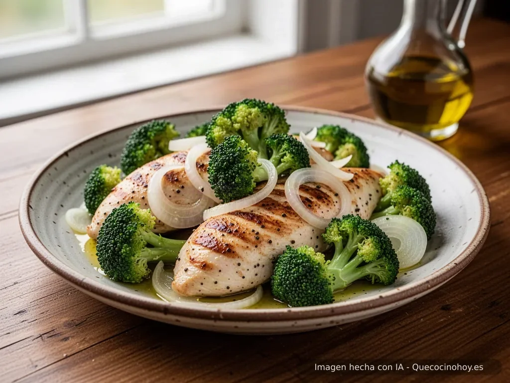 Receta de pollo con brócoli y cebolla