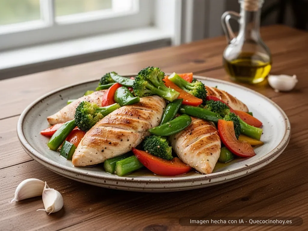 Receta de pollo salteado con verduras