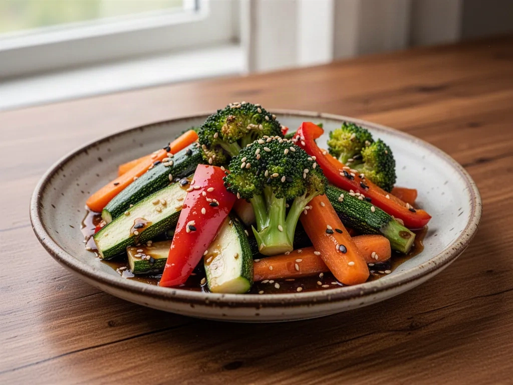 Receta de salteado de verduras con salsa de soja y sésamo